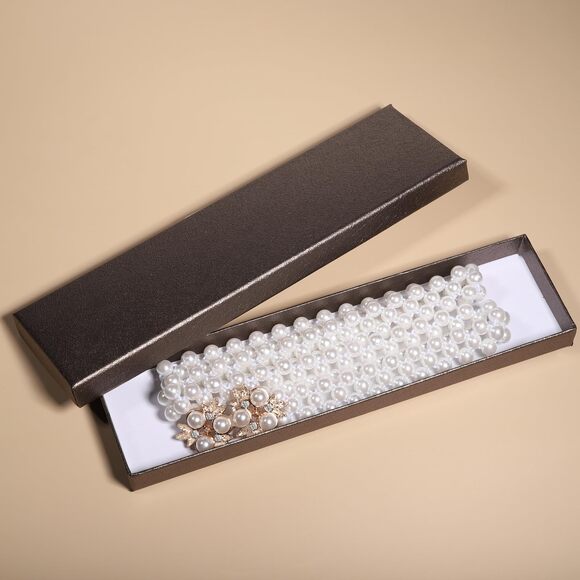 Women Bridal Pearl Belt White Beaded Crystal Rhinestone Retro Waist Belt 4912 - Picture 6 of 8
